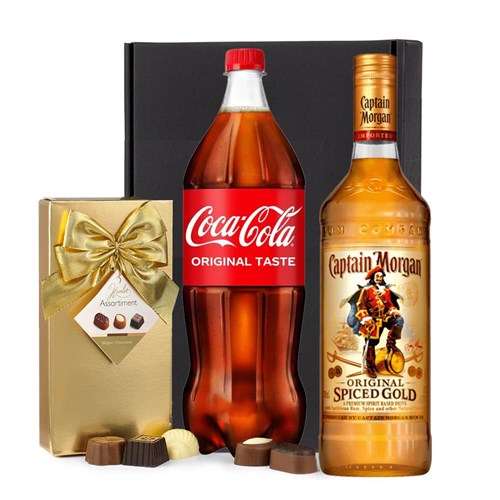 Captain Morgans Spiced Rum with Coca-Cola & Chocolates Gift Box | Spirit Mixer Set